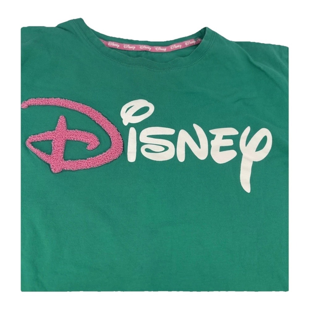 Disney "Winnie" Green Graphic Logo Pajama T Shirt Dress  XS, Disney